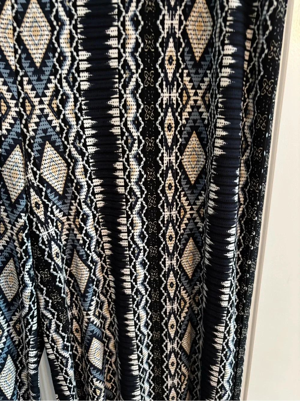 Cato Black & Cream Wide-Leg Tribal Pattern Pants